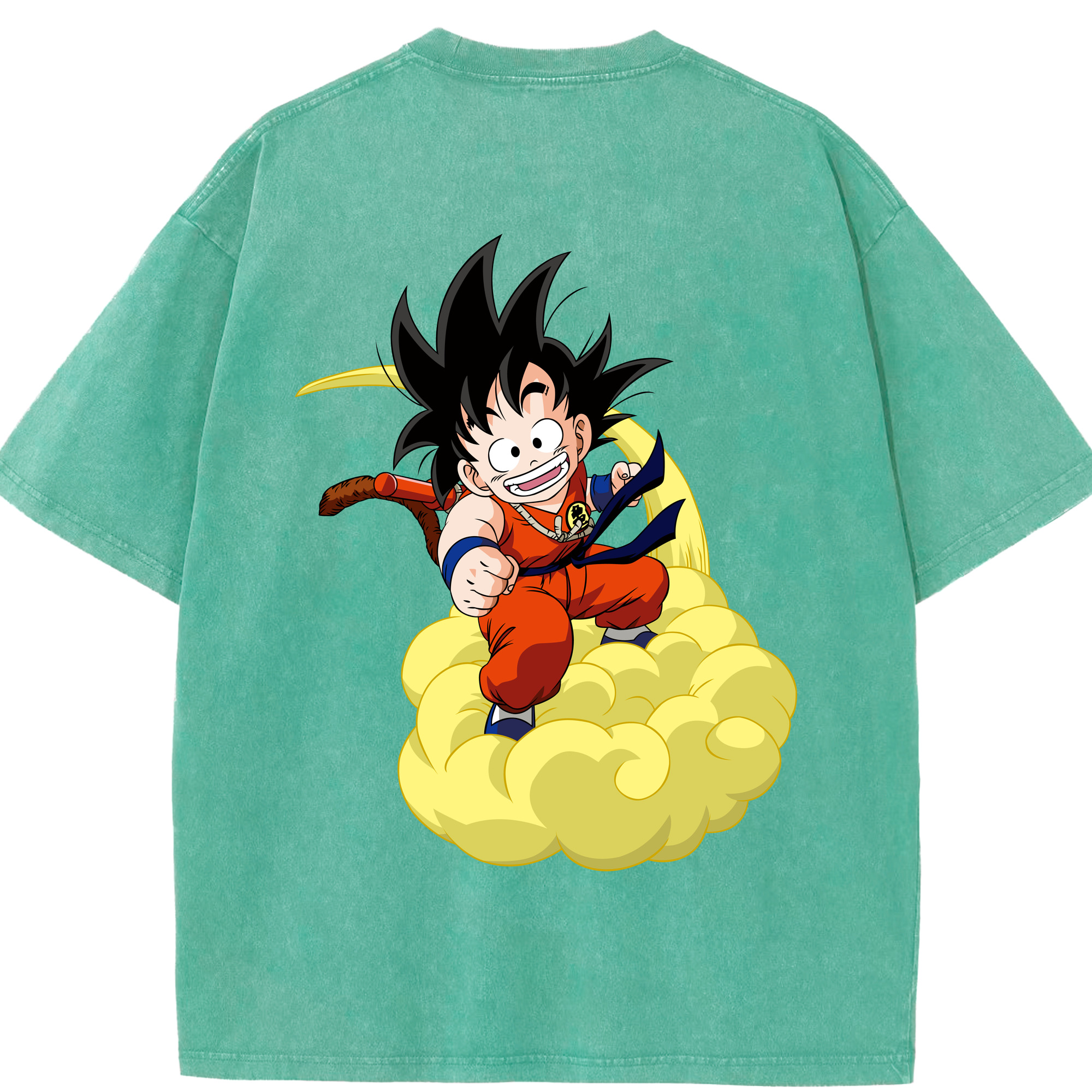 （画像用） ドラゴンボール 孫悟空（そん ごくう）Son Goku カカロット DRAGON BALL Kakarotto 綿100% ヴィンテージ風 半袖Tシャツ（背面プリント）